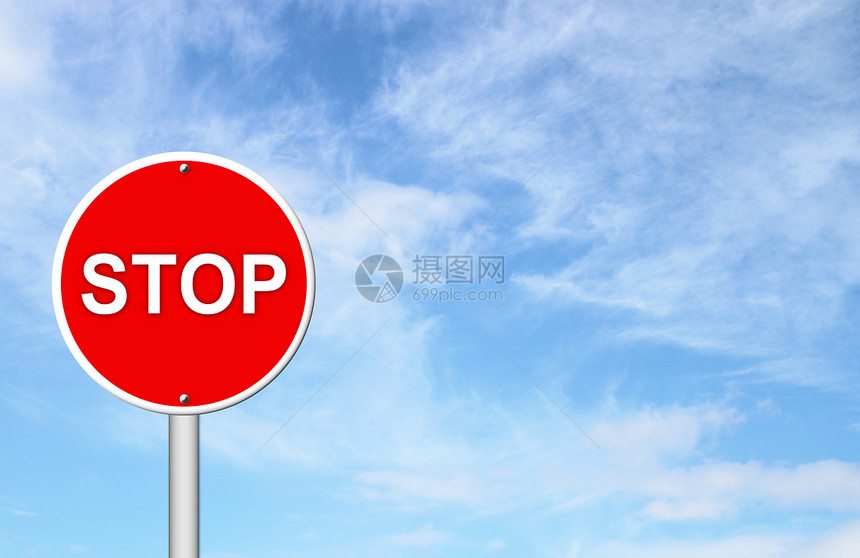 使用蓝色天空的停止符号街道圆圈信号框架插图警告禁令入口法律运输图片