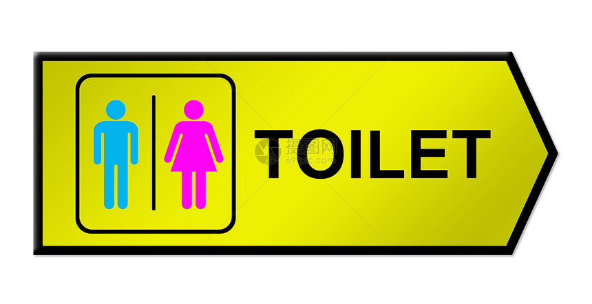 白色背景上的马桶符号浴室男人标签洗澡女孩卫生房间蓝色身体男性图片