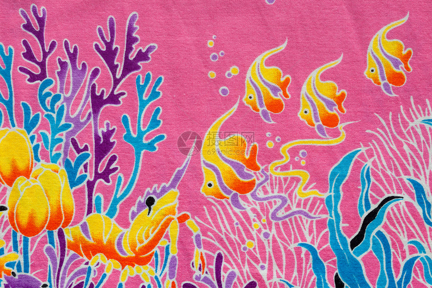 海棒设计粉色珊瑚红色蜡染织物野生动物热带控制板橙子反光图片