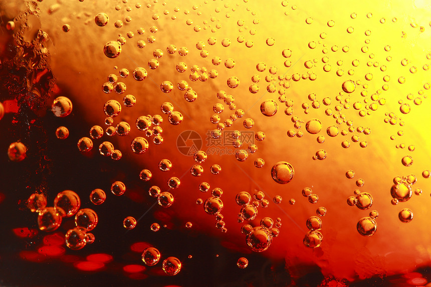 在彩色水中的晶体中墙纸流动液体宏观水平橙子黄色坡度气泡水晶图片