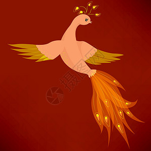 灭鸟黄色妖精羽毛火鸟翅膀卡通片橙子魔法尾巴背景图片