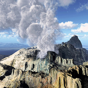 火山爆发爆发性喷泉地球力量喷发休眠景点蒸汽蓝色陨石高清图片