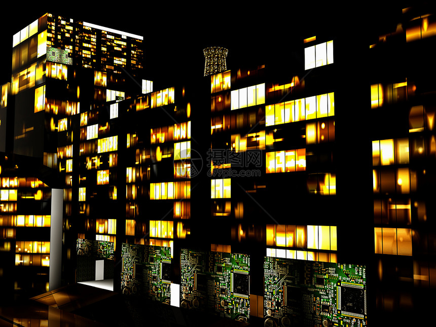 夜间商业区反射商业生活景观旅游地标窗户天空建筑天际图片