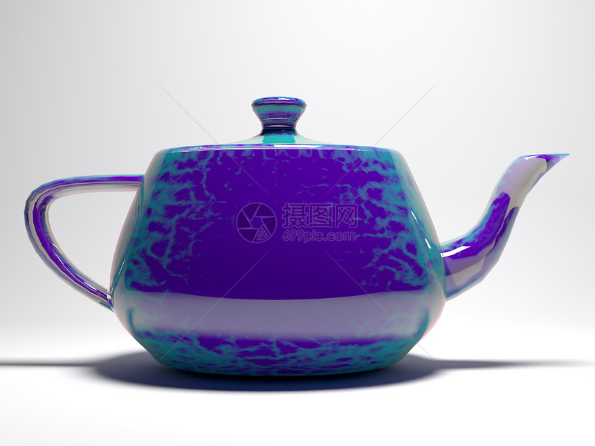 茶壶反射时间仪式蓝色传统服务桌子咖啡图片