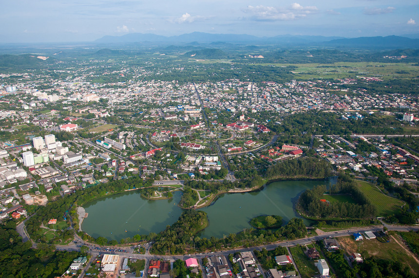 亚拉市 泰国景观建筑城市天空公园街道建筑学鸟瞰图房子圆圈图片