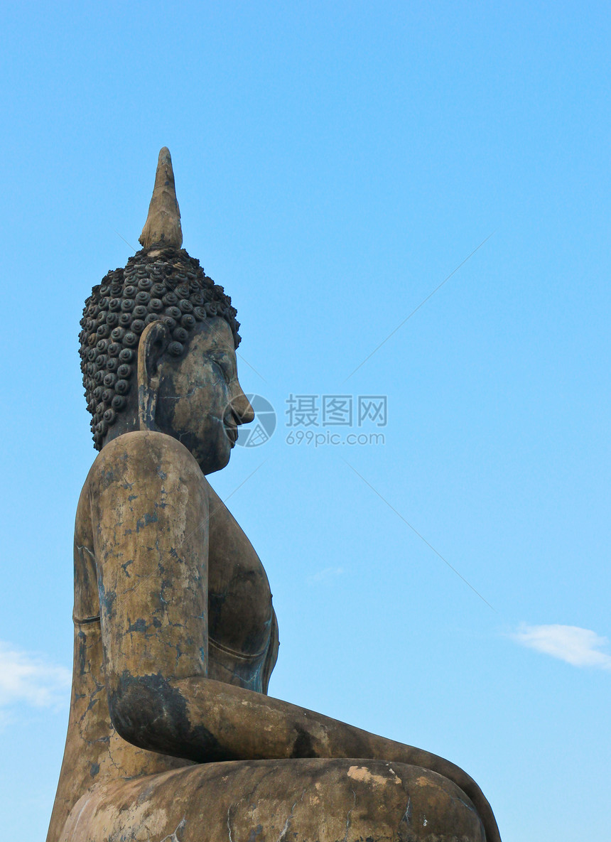 苏霍泰神庙天空遗产旅行雕像寺庙热带智慧蓝色废墟石头图片