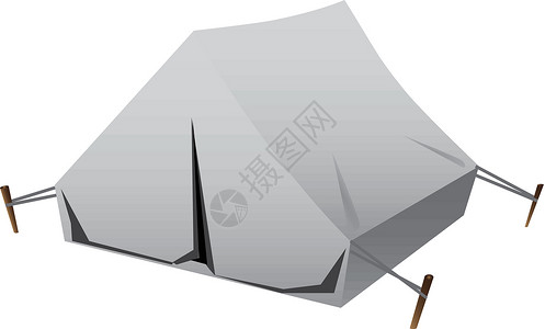 坏天气旅游帐篷工业远足娱乐织物帆布绘画灰色天篷钓鱼商业插画