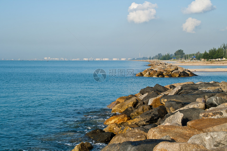 洛基海岸线蓝色悬崖天空海岸支撑岩石海洋沿海石头图片