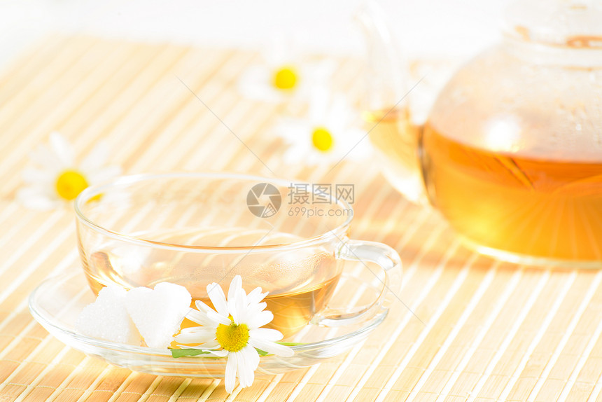 茶杯加香草甘菊茶保健卫生草本植物雏菊照片芳香药品时间叶子疗法图片