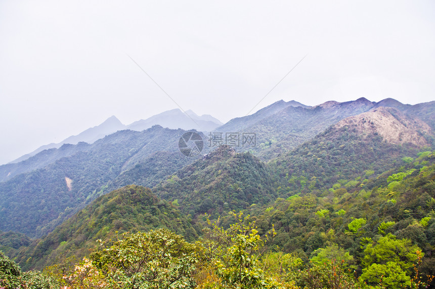 夏天看到中国的钉钉山脊吸管场景蓝色悬崖岩石阳光猪草灌木丛远景天空图片