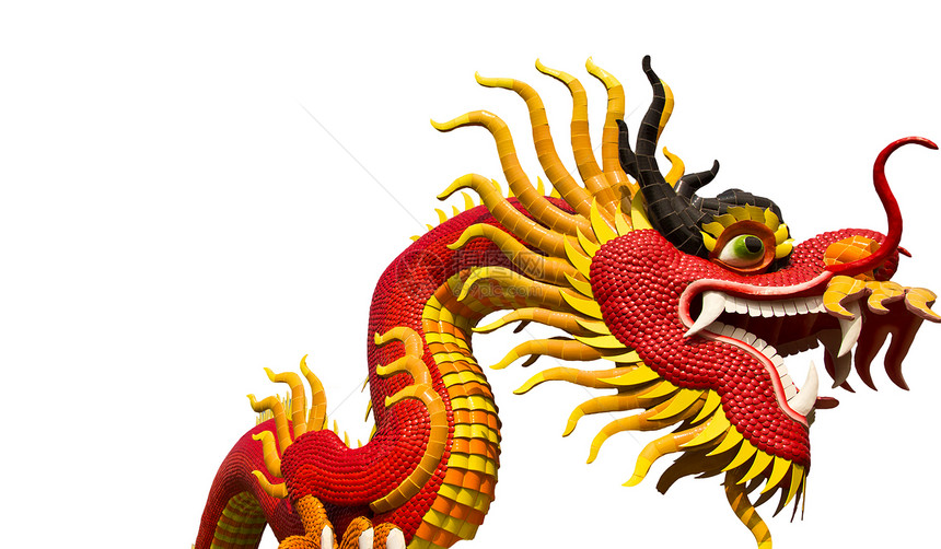 中国风格的龙雕像动物信仰财富雕塑宗教蓝色金子装饰品力量艺术图片