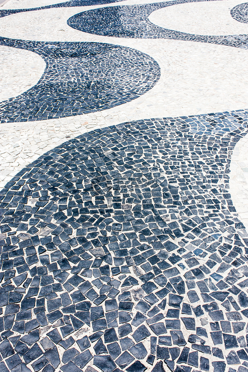 科帕卡巴纳黑色白色城市地标人行道路面街道海浪长廊文化图片