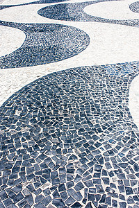 科帕卡巴纳黑色白色城市地标人行道路面街道海浪长廊文化背景图片