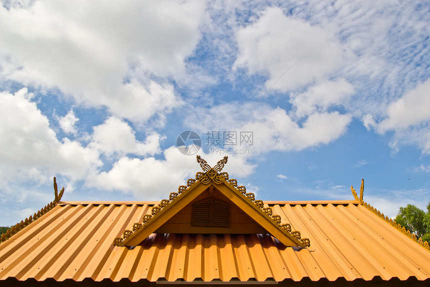 高塔屋顶上一片清蓝的天空蓝色旅行教会寺庙绘画文化信仰宗教建筑雕塑图片