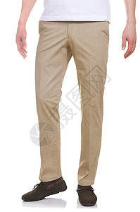 穿着白色长裤的时装概念裤子牛仔布材料男性纤维口袋纺织品零售棉布牛仔裤背景图片