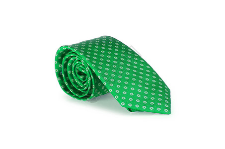 白领带上优美的丝绸男性领带领领领领领装饰品正装条纹男人脖子白色宏观领带衣领绿色背景图片