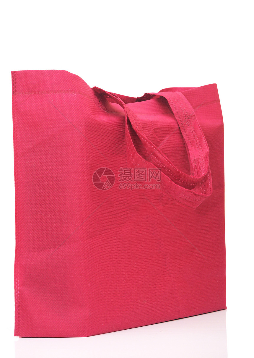 白色背景上的红袋红色杂货女性销售包装离合器带子魅力女士营销商品图片