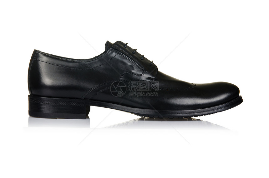 白色男性鞋子的时装概念黑色骡子脚跟反射正装鞋类靴子男人齿轮皮革图片