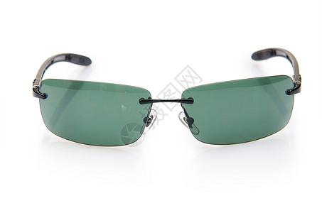 白色上孤立的优美太阳镜镜片绿色眼镜紫外线风镜海滩运动玻璃塑料阳光背景图片