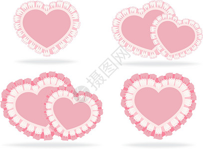 一组平滑的红心草图粉色情人收藏念日婚礼生日庆典团体插画