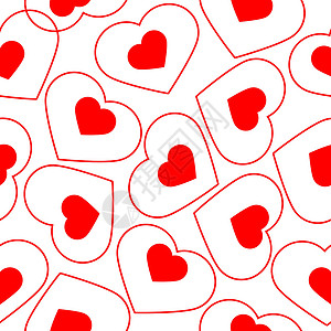 矢量心脏无缝模式包装纺织品插图婚礼织物白色墙纸创造力红色装饰品背景图片