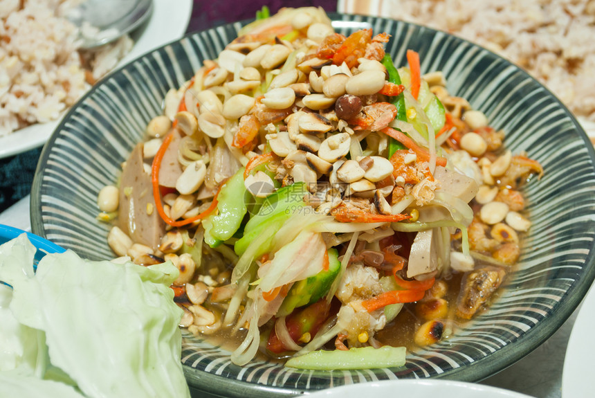 泰语食粮香肠食物水果活力木瓜美食情调异国烹饪蔬菜图片