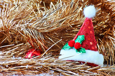 圣诞节装饰红色新年帽子背景图片