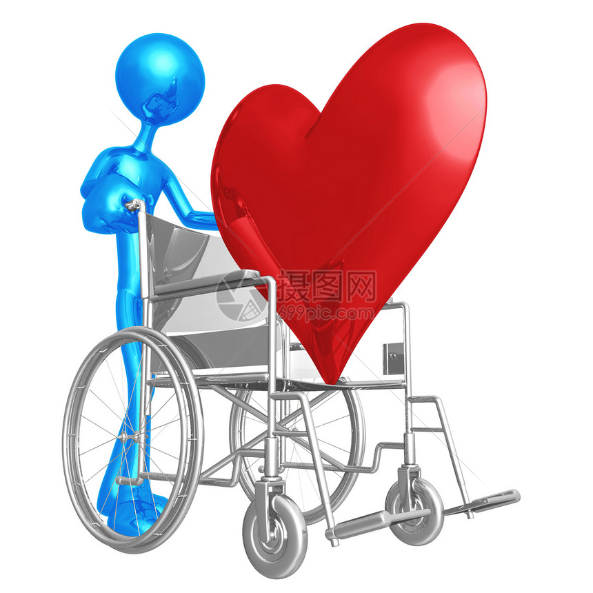 心脏健康插图香椿推介会蓝色轮椅红色保健计算机医疗概念图片