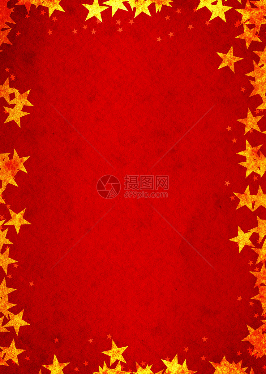 与星星相伴的节庆派对圣诞贺卡背景框架红色纹理褪色折痕古董黄色染色画幅纺织品图片