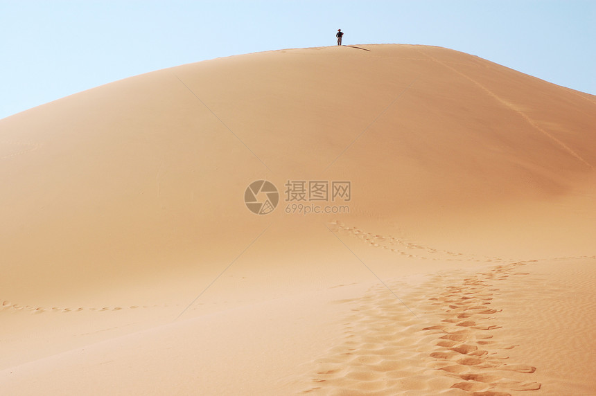 在沙丘的顶端风景艺术丘陵勘探干旱曲线荒野橙子纳米布游客图片