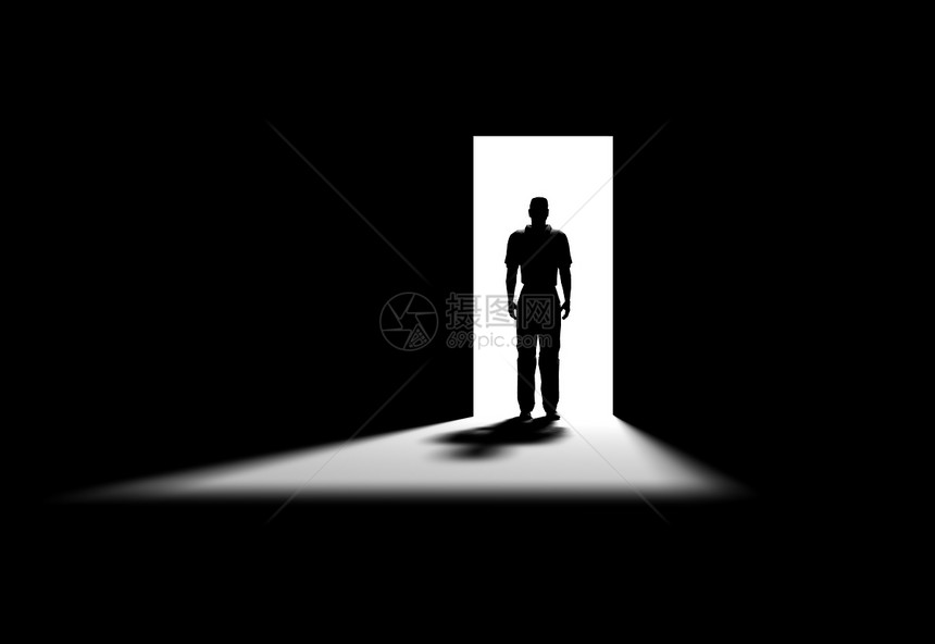 黑色黑室侧影房子自由房间男性出口盒子概念公司入口图片