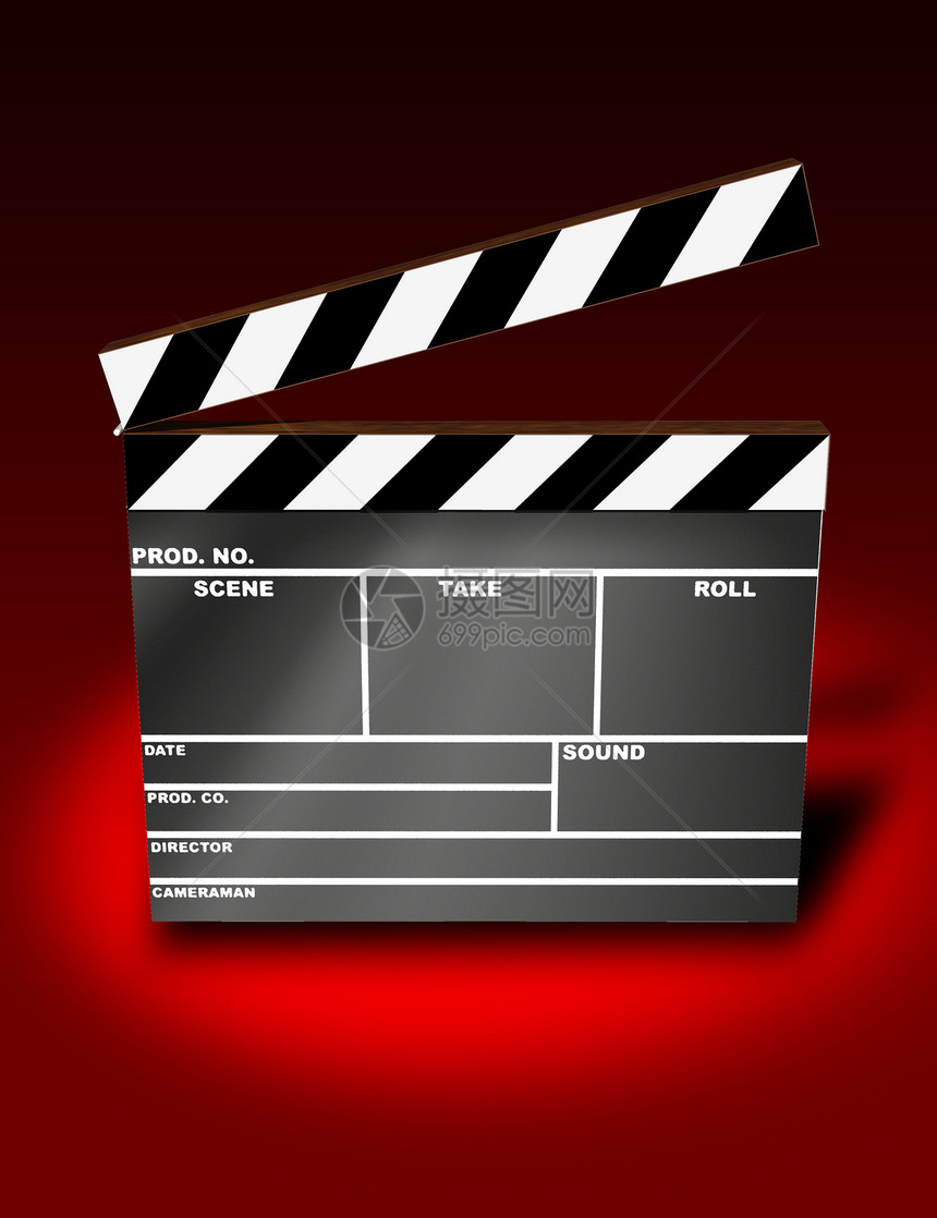 Clapper 董事会静物图像行动电影红色团队娱乐演员3d记板图片