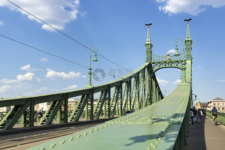 布达佩斯自由大桥景观场景爬坡全景天空历史性议会建筑风格害虫图片