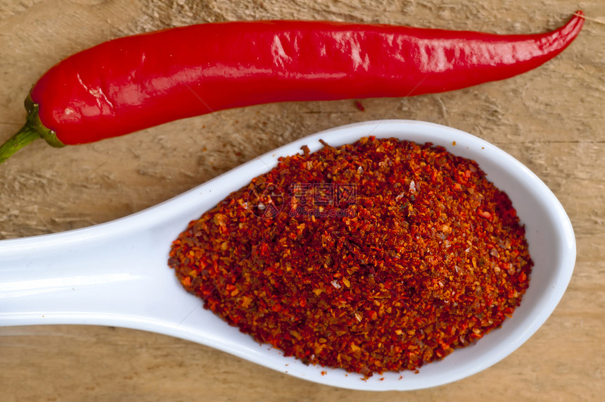 配辣椒粉粉勺子红色胡椒蔬菜食物厨房香料粉末烹饪图片