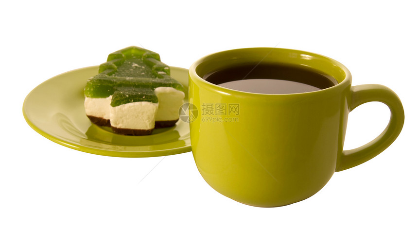 茶叶和甜茶糖果蛋糕食物盘子图片