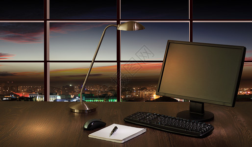 夜间办公室窗户城市电脑照片电话风景天空建筑景观公司背景图片
