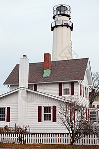 芬威克岛灯塔栅栏地标旅行房子白色建筑学高清图片