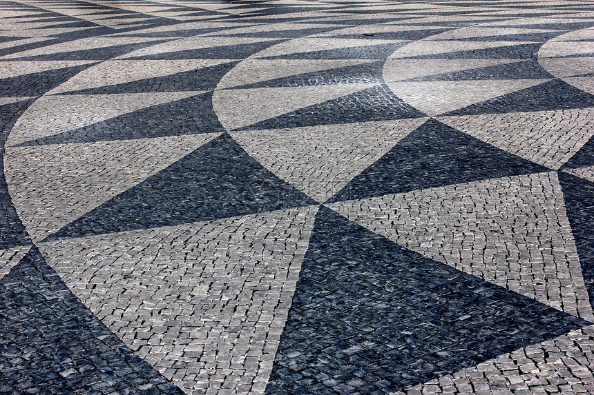 葡萄牙人行道石头花瓣旅游波浪建筑学星星旅行文化街道全景图片