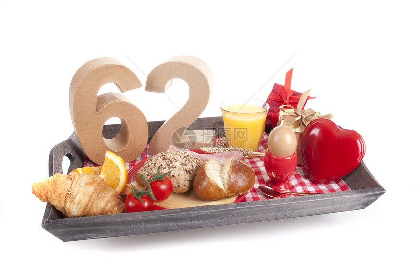 生日早餐早餐橙子庆典展示面包礼物工作室纸盒奶油托盘惊喜图片