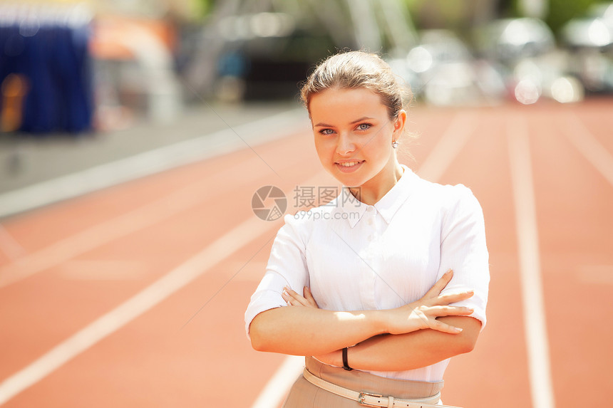 运动体育场女运动员商业管理员成就生意人衣领管理人员速度活力跑步合作女性成人图片