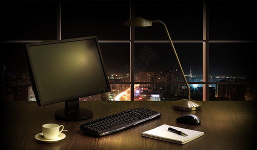 夜间办公室电脑公司城市景观工作窗户建筑学风景天空建筑背景图片
