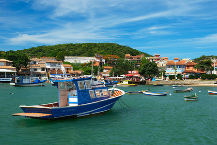 碧姬芭铎巴西的海上船只热带旅行海浪旅游透明度太阳晴天海岸全景植被背景