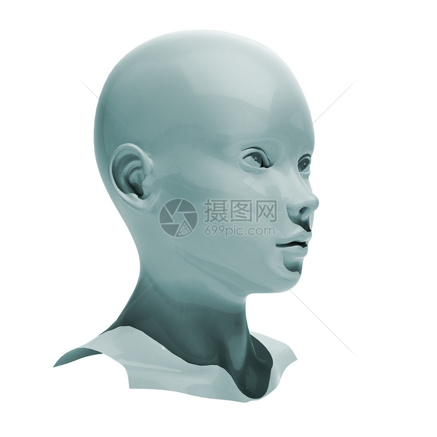 和机器人头被孤立外行机器人女士人物蓝色女孩有机体身体白色人体图片