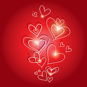 矢量背景心脏装饰红色创造力风格插图艺术婚礼墙纸卡片横幅背景图片