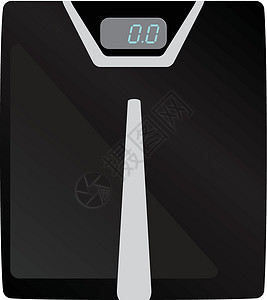 电子体重秤烟雾比例控制服务健康平衡展示电子产品称重器重量黑色消费者插画