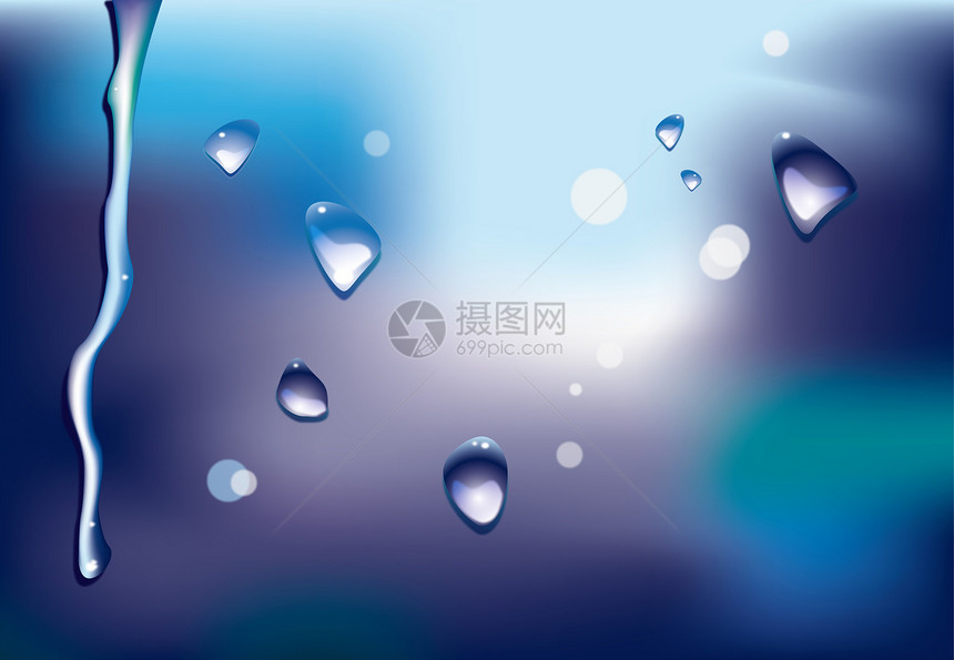 窗口上的雨滴气候蓝色液体玻璃蒸汽窗户水滴滴水环境水分图片