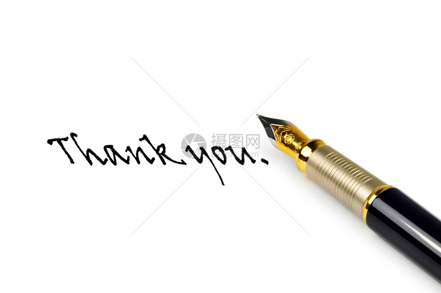 写有文字文字的钢笔 谢谢图片