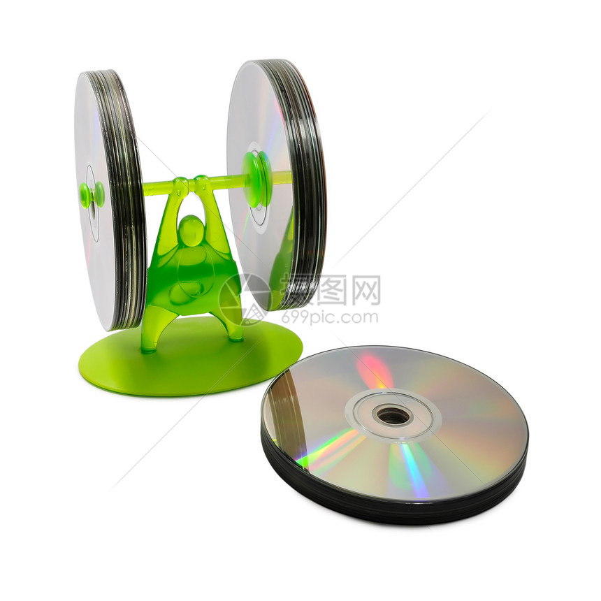 光盘和大陆架架子盘子举重绿色光碟白色图片