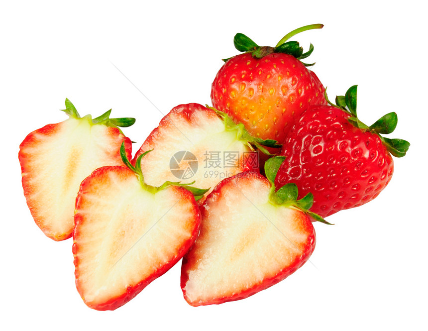 草莓白色水果绿色小吃果汁种子早餐营养甜点食物图片