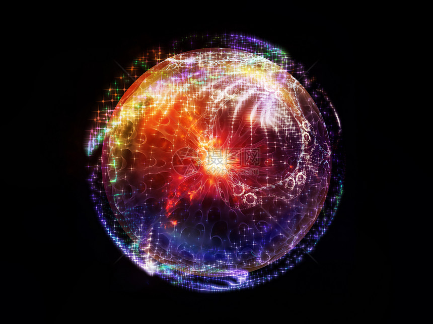 虚拟分形球孢子大理石中心体积渲染作品径向粒子几何学星星图片